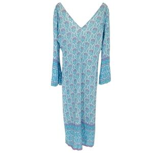 Walker & Wade Chic Long Sleeve Blue Paisley Maxi Dress‎